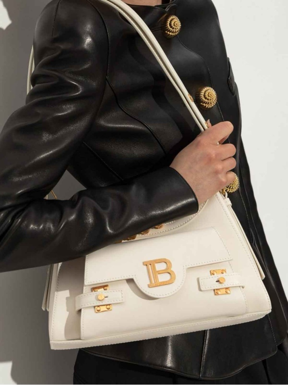 Balmain beige Leather b buzz  Shoulder Bag